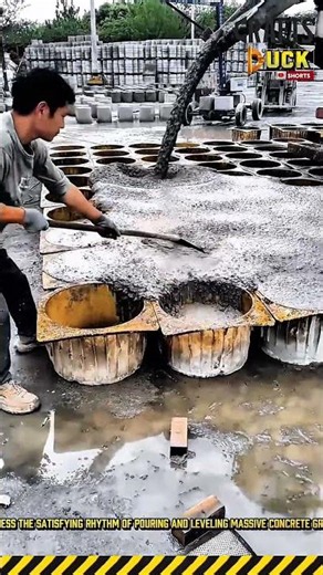 Concrete Casting Process in Heavy Duty Industrial Yard #dailywork