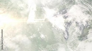 Earth zoom in from space and focus on New Hope, Minnesota, USA. 3D Animation. Satellite view. Background for travel intro. Images from NASA