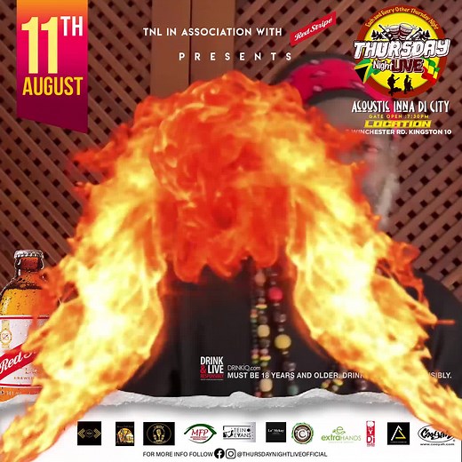 I’m performing 8/11/22 @thursdaynightliveofficial Acoustic Inna Di City…… bun 🔥🔥🔥Babylon without pity at 3 Winchester Rd Kingston 10 📍Jamaica 🇯🇲 DISCLAIMER: Capleton is NOT endorsing and NOT promoting any alcohol. This is a performance only. | Capleton