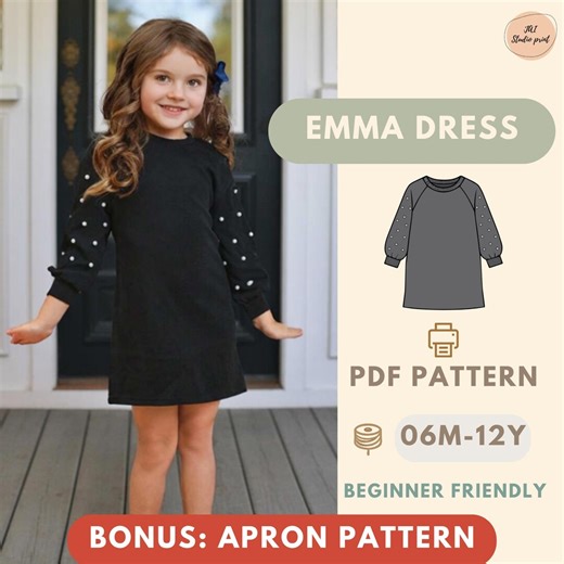 Kids Dress Sewing Pattern, Toddler Ruffle Dress PDF, Beginner Friendly Girl Dress, Autumn Winter Baby Girl Outfit, Easy DIY Kids Clothing - Etsy UK