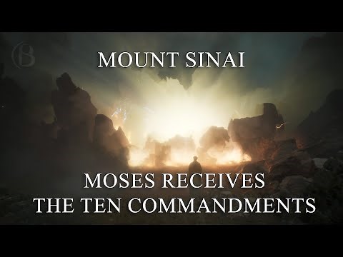 Moses given the 10 commandments on Mount Sinai