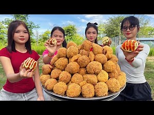 Amazing cooking taro crispy with egg and tomato sauce recipe in my countryside