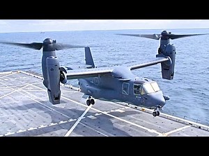 V-22 Osprey Helicopter Plane Flying Landing Take Off VTOL In Flight Commercial CARJAM TV HD 2015