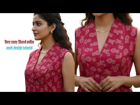 How to make shawl collar cutting and stitching tutorial/trendy shawl collar diy/winter collar diy