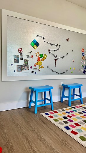 15K views · 203 reactions | DIY magnetic play wall! 鱗 It’s finally done! I ended up going with a white frame to match the trim and I’m still on the fence to whether I like the white. But my son is loving playing with his magnets on this wall! This is an easy DIY that I think anyone can do to fit your space! #diyproject #magnetwall #playroom #diyhome #easyDIY #kidsroom #diy | MrsAshleyFrench | Facebook