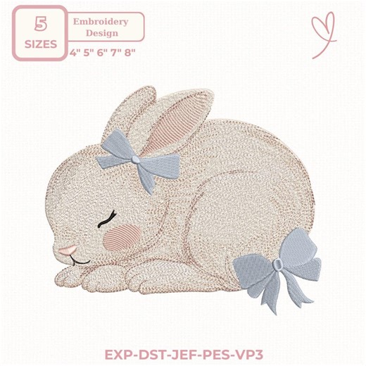 Rustic Rabbit Machine Embroidery File, Farmhouse Bunny Embroidery Design With Basket, Country Style Animal, 5 Sizes, Instant Download - Etsy