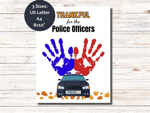 Police Handprint Craft for Kids, Community Helpers Police Printable Art, Thanksgiving Police Activities for Preschool Kids - Etsy