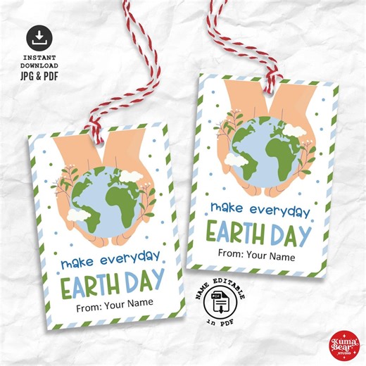Make Everyday Earth Day Gift Tags Printable (digital Download) - Etsy