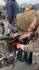 Andy Brown starts and rides his 1902 Clement Gerrard motorcycle....