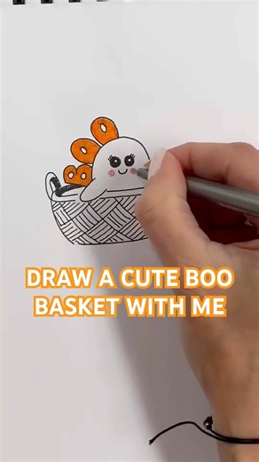 How to draw a cute boo basket #boobasket #halloween #drawing #fyp #fypシ