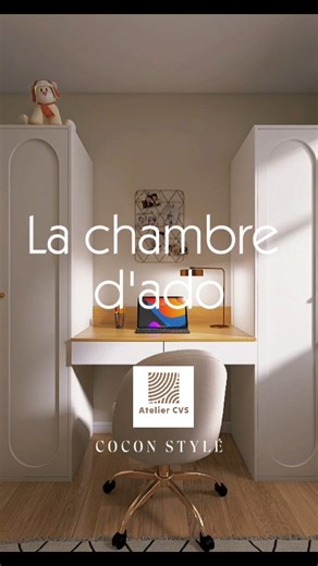 Atelier CVS | Architecture d'intérieur on Instagram: "Nouvelle pièce avec Archi Facile : une chambre d'adolescente cosy et stylée avec des rangements, un bureau et un lit 2 places Non vous n'avez pas besoin d'un gros budget pour avoir une maison agréable à vivre. Bénéficiez de la vision d'une architecte d'intérieur pour un prix forfaitaire sans surprise : ✨️Volumes ✨️Circulations ✨️Fonctionnalité ✨️Matériaux ✨️Décoration Ce que vous obtenez : ✅️ Un plan d’aménagement ✅️ Des visuels 3D de votre i