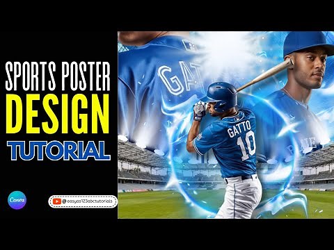 Baseball Sports Poster Stadium Pop Out Canva Tutorial for Beginners - Step by Step
