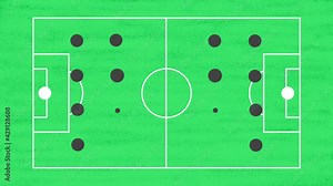 Soccer or Football Field Animation with 442 vs 442 Tactics
