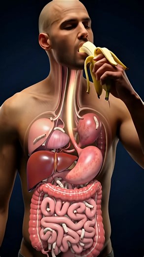 Inside Your Gut: 3D Animation of Banana Digestion & Parasite Worms