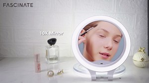 FASCINATE Magnifying Mirror 10X 1X Double Sided Magnification Makeup Vanity Mirror Rechargeable Lighted Mirror with 3 Color Lighting Modes Adjustable Rotation LED Vanity Mirror