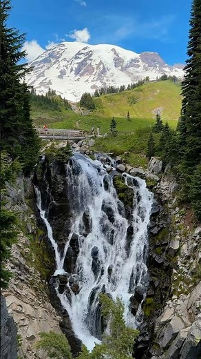 The Most iconic View at Mt. Rainier “Myrtle Falls” #hiking #Washington #pnw
