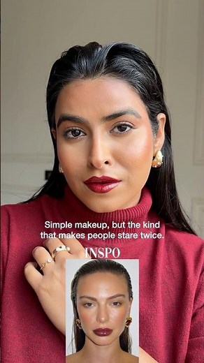 Stey by step minimal elevated makeup look. Makeup tutorial for beginners. #brownskinmakeup