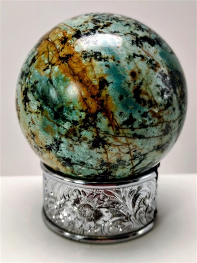66mm (2.6") Polished Chrysocolla, Limonite & Hematite Sphere, "african Turquoise" - Etsy