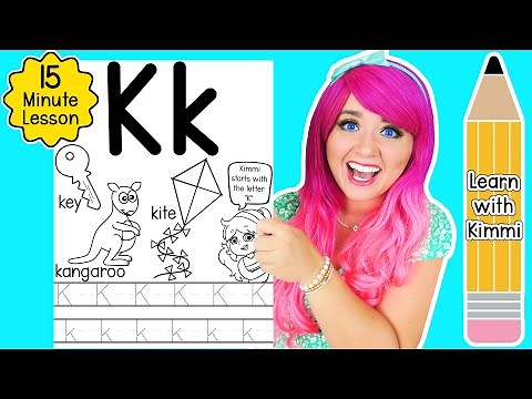 Letter K Color & Trace Worksheet Lesson and Tutorial | Learn with Kimmi The Clown ABC Coloring Book