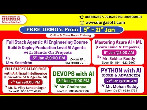 New Batches in Online & Class Room Training @ DURGASOFT