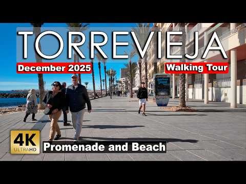 Torrevieja - Promenade & Beach 2025, December 23 - Spain | Costa Blanca - Walking tour [4k 60fps]
