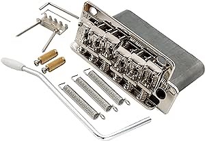 Wilkinson WV2-SB 54mm (2-1/8 inch) 2-Point Steel Vintage Bent Saddles Guitar Tremolo Bridge with Push-In Arm 41mm Full Solid Steel Block for Strat Style Electric Guitar, Nickel