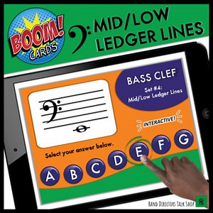 Bass Clef Note Names: Mid/Low Ledger Lines - Digital Music Theory Game