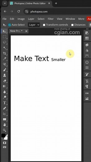 Photopea how to make text smaller #photopea #photopeatutorial #cgian