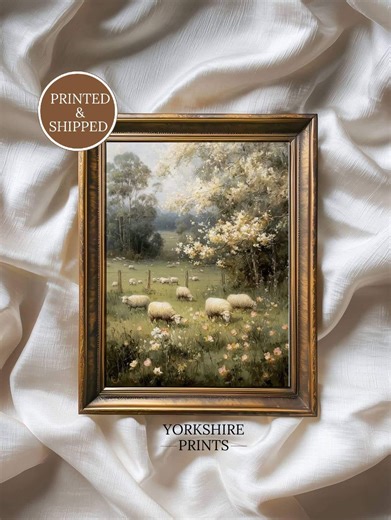 Sheep Meadow Wall Art, Vintage Pastoral Spring Landscape, Springfield Sheep Print - Etsy