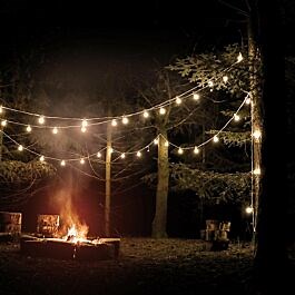 Connectable Festoon Lights with Frosted Bulbs on White Rubber Cable