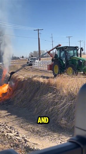 6.5K views · 12 reactions | This tractor-mounted flame weeder burns away dry grass along the drainage ditch. #FarmTech #CleanFields | Artesanias Studio | Facebook