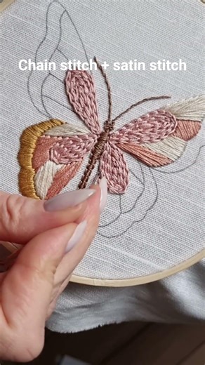 Butterfly hand embroidery pattern🦋 #embroidery #tutorial #diy #handmade #craft #stitch