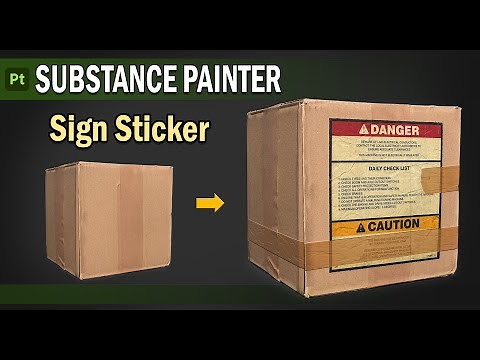 How to create sign sticker in substance painter | Cardboard box