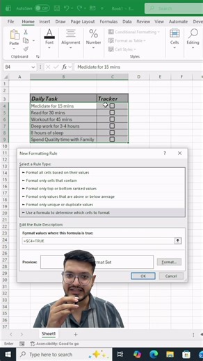 Building Task Tracker in Excel with Checkboxes and Conditional Formatting!