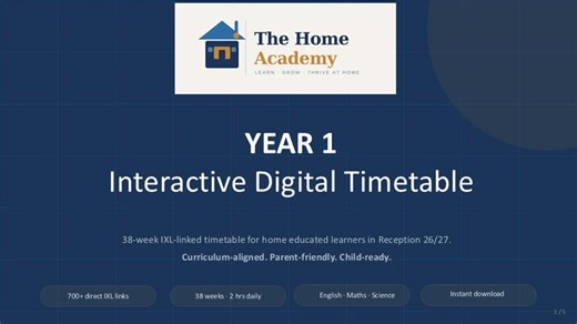 Interactive Digital Timetable | UK Curriculum | IXL Linked Activities | YEAR 1 - Etsy