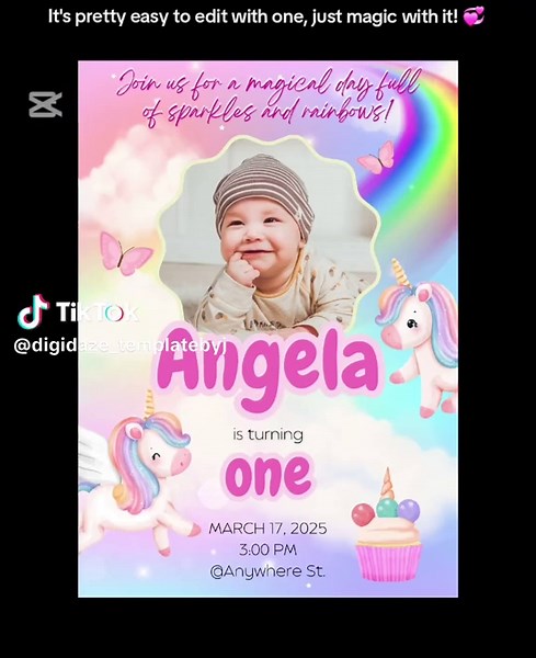 Plantilla de invitación de cumpleaños de unicornio