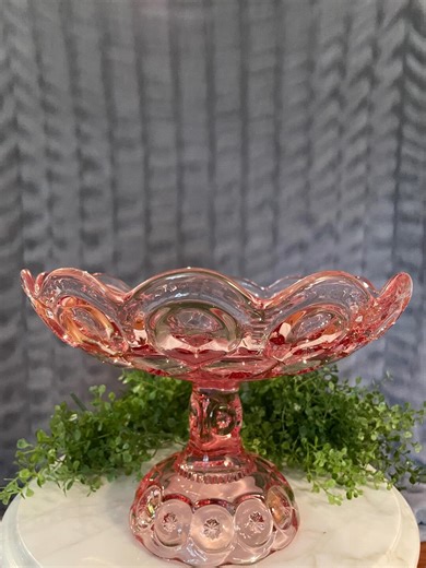 L. E. Smith Depression Glass Moon and Stars Pink LARGE Compote - Etsy