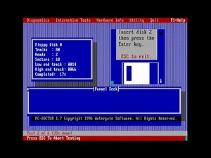 PC Doctor 1.7 (DOS) Floppy Disk Test (with sounds!) entirely using 86box emulation.