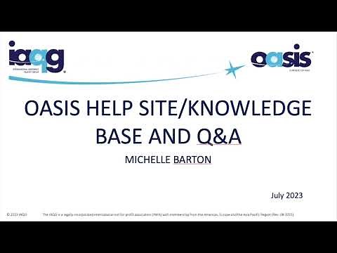 OASIS Help Site Knowledge Base and Q&A - Michelle Barton
