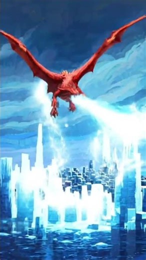Giant Dragon use ice power freezing City #animation