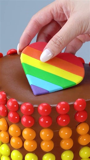 #shorts Awesome Rainbow Chocolate Heart Cake, Satisfying Video Top Cake #cake #satisfyingcake