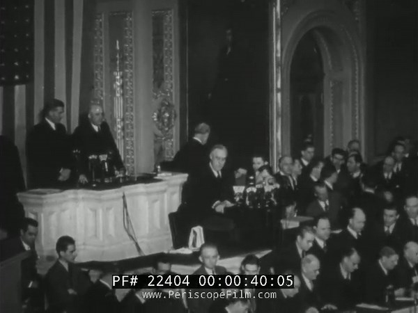 PRESIDENT FRANKLIN DELANO ROOSEVELT " DAY OF INFAMY " SPEECH DEC. 8, 1941 WAR AGAINST JAPAN 22404