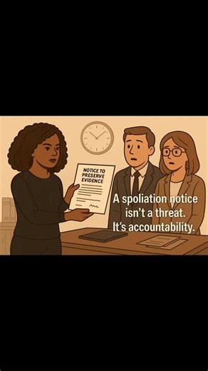 Spoliation is when evidence is deleted, altered, destroyed, or not preserved during litigation — especially when someone knows a legal case is active or foreseeable. It is not a small thing. It is not a mistake. It is a violation of due process. Once a Notice to Preserve Evidence is sent, the other party becomes legally responsible for keeping: 🔸 emails & messages 🔸 billing notes and drafts 🔸 client communications 🔸 metadata & computer history 🔸 insurance responses & internal files 🔸 anyth