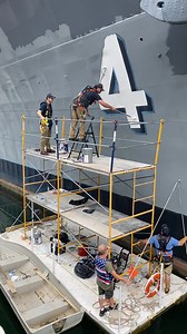 Painting the 4 aboard USS Little Rock CLG-4 | Buffalo and Erie County Naval and Military Park