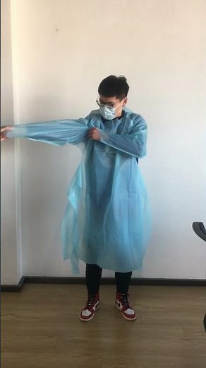 CPE Disposable Plastic Apron Long Sleeve Disposable Blue Apron