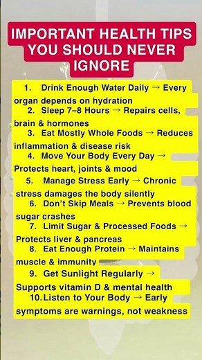 Important Health Tips Everyone Should Follow for a Healthy Life #healthyhabits #wellnesstips #health