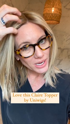 Can I wear my glasses with my topper on? The answer is Absolutely!👓✨ Topper featured: 5.5” x 5.5” Claire topper in 626R Vanilla Butter Blonde. #GlassesAndToppers #FashionableClarity | UniWigs