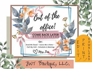 Office Sign for Wall, Out of Office Sign Template, Printable Office Sign, Editable Out of Office Sign, Dorm Room Sign, Classroom Templates - Etsy