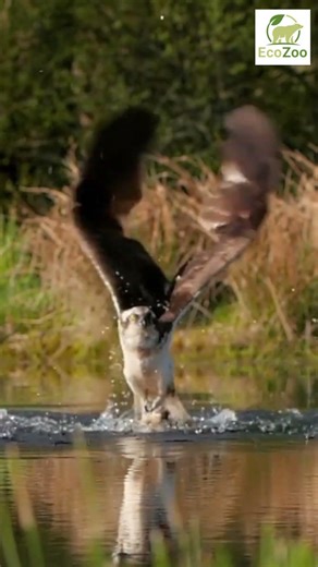 Osprey's lightning-fast dive catches massive fish #wildlife #hunting #birds
