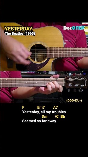 Yesterday - The Beatles (1965) Easy Guitar Chords Tutorial with Lyrics Part 1 SHORTS REELS